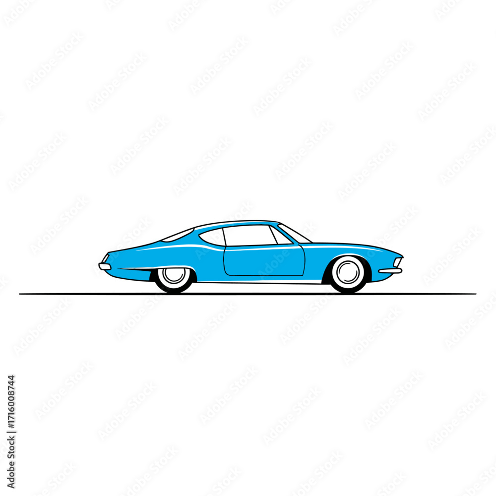 Fototapeta premium A minimalist vector illustration of a car with a single, simple line for the road.