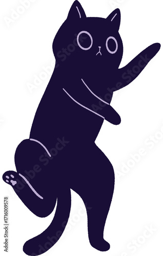Black Cat Standing Illustration