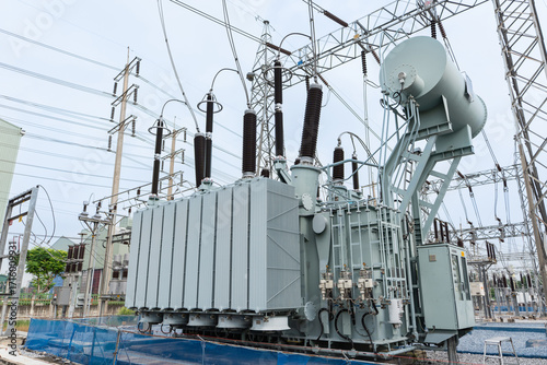 Konstfotografi Large power transformer installed in high voltage substation