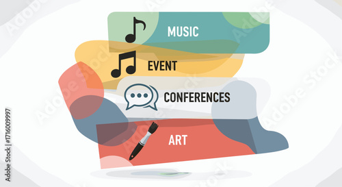 Discover vibrant music events conferences and art experiences with this eye-catching graphic illustration for modern promotional designs, Generative AI.