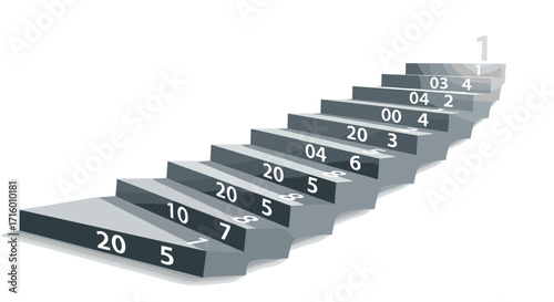 Achieve your goals by climbing career steps to success reaching number one with hard work and dedication conceptual business illustration, Generative AI.