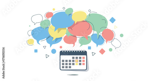 Boost team communication and calendar reminders with this vibrant graphic that highlights important dates and conversations for success, Generative AI.