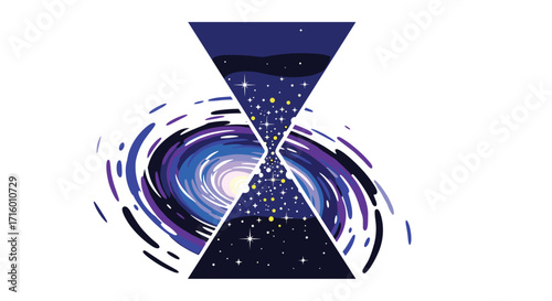 Stunning cosmic hourglass flowing with galaxy stars and swirling nebula a unique space time concept for imagination and fantasy themes, Generative AI.