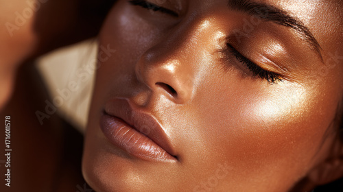 Wallpaper Mural Glowing skin close up with natural makeup and smooth texture, highlighting healthy and radiant facial features Torontodigital.ca