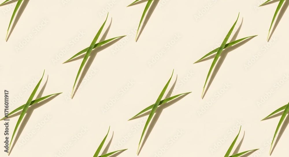 Fototapeta premium Green Grass Blades Pattern on Light Background for Nature and Design Projects