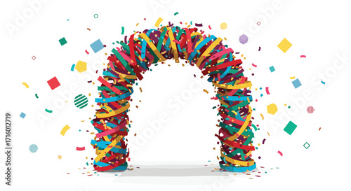 Celebrate success with a vibrant confetti archway perfect for event announcements and festive promotions that need a touch of colorful joy!, Generative AI.