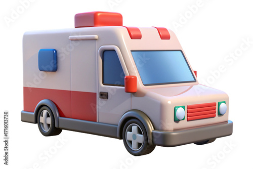 Wallpaper Mural 3d cartoon ambulance with red and white exterior isolated on transparent background isolated on transparent background Torontodigital.ca