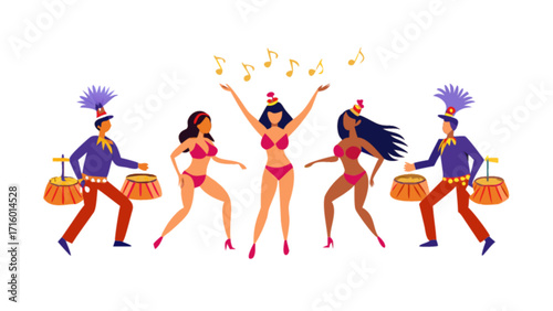 Celebrate carnaval brazil festival with dancers and musicians in vibrant costumes design