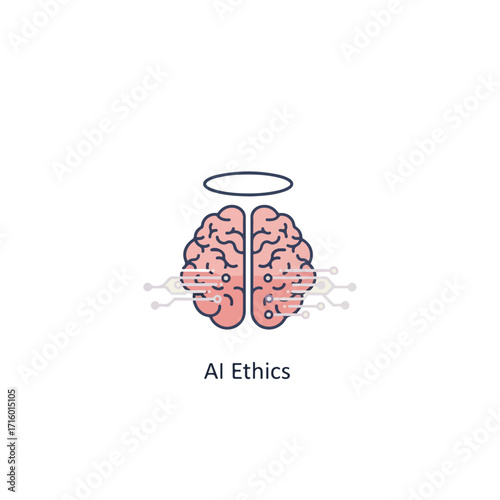 AI Ethics Conceptualization - A Brain with a Halo.