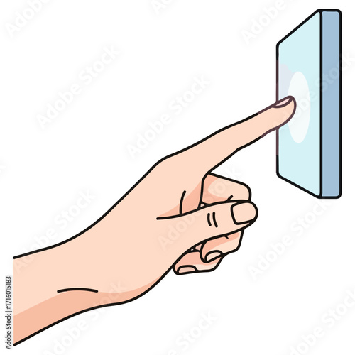 Hand pressing a button on a wall switch.