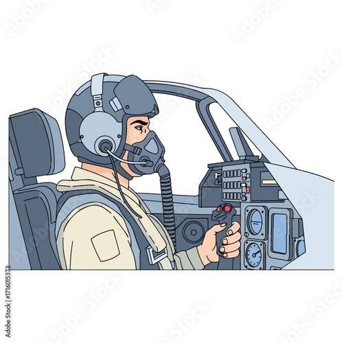 Pilot in cockpit focused on flying the aircraft.