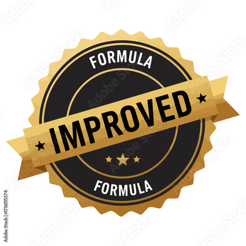 Improved Formula Gold Seal Badge for Product Quality Assurance.