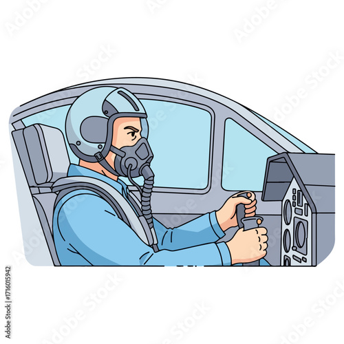 Pilot in cockpit focused on flying the aircraft.
