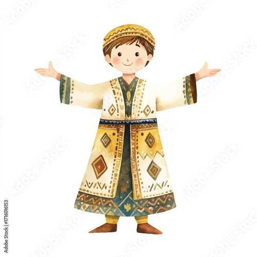 Boy in Traditional Caucasian Clothing.