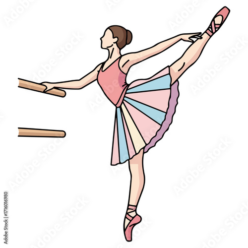 Graceful Ballerina in Elegant Pose at Ballet Practice.