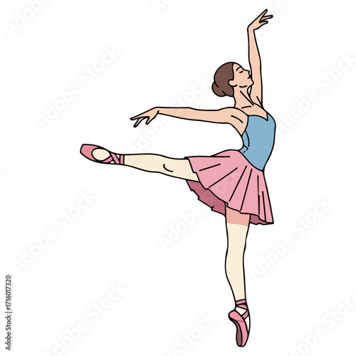 Graceful Ballerina in a Ballet Pose, Dancing with Elegance.