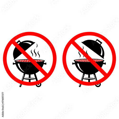No Grilling Allowed - Prohibition Signs for Barbecue Activities.