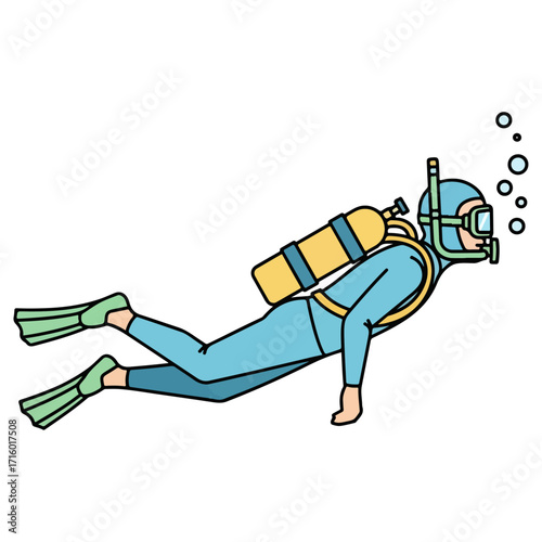 Scuba diver exploring underwater world with equipment.