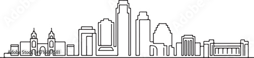 Salt Lake City Utah Skyline Silhouette Outline Vector Illustration Art