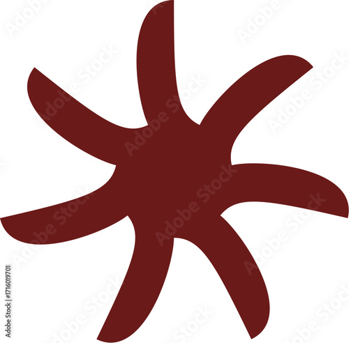 Spinner windmill symbol, blade shape, fan propeller, rotary rake vector graphic illustration.