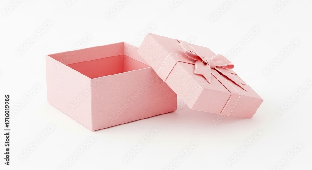Fototapeta premium Open pink gift box isolated on white background
