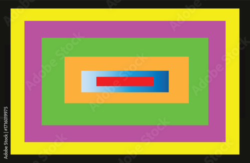 Concentric Rectangles in a Rainbow of Colors on a Black Background abstract geometric