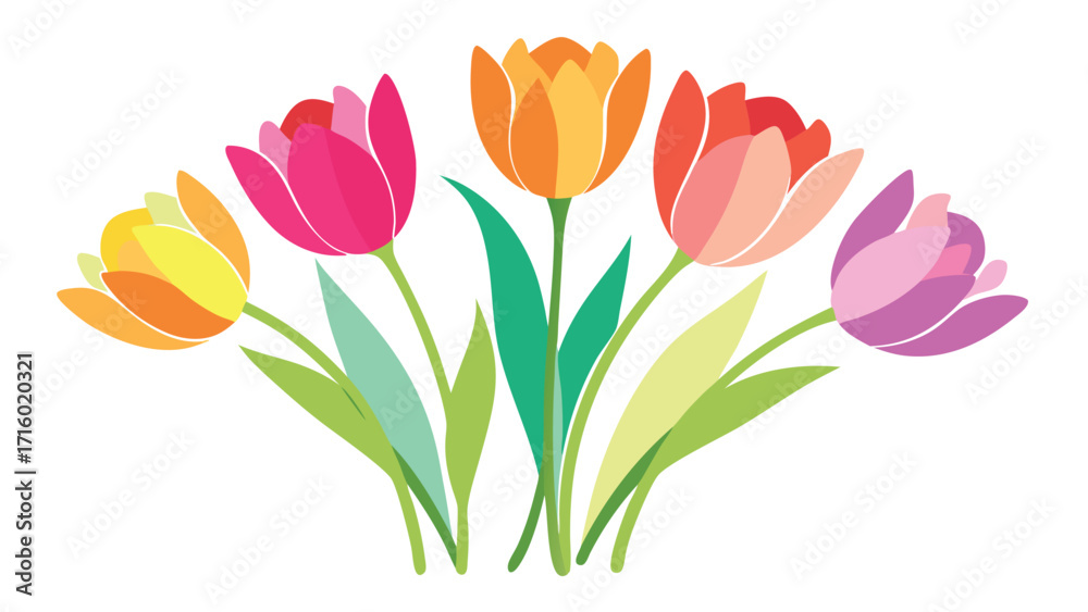 Naklejka premium Watercolor Style Tulip Bunch Illustration