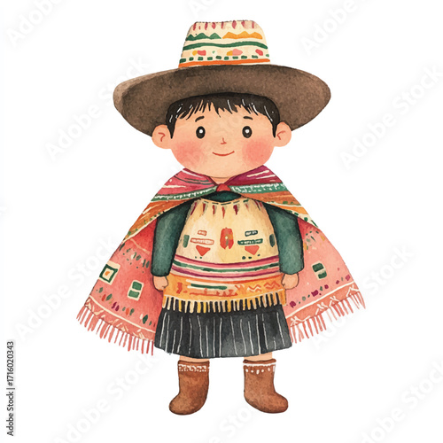 Child wearing traditional Andean clothing.
