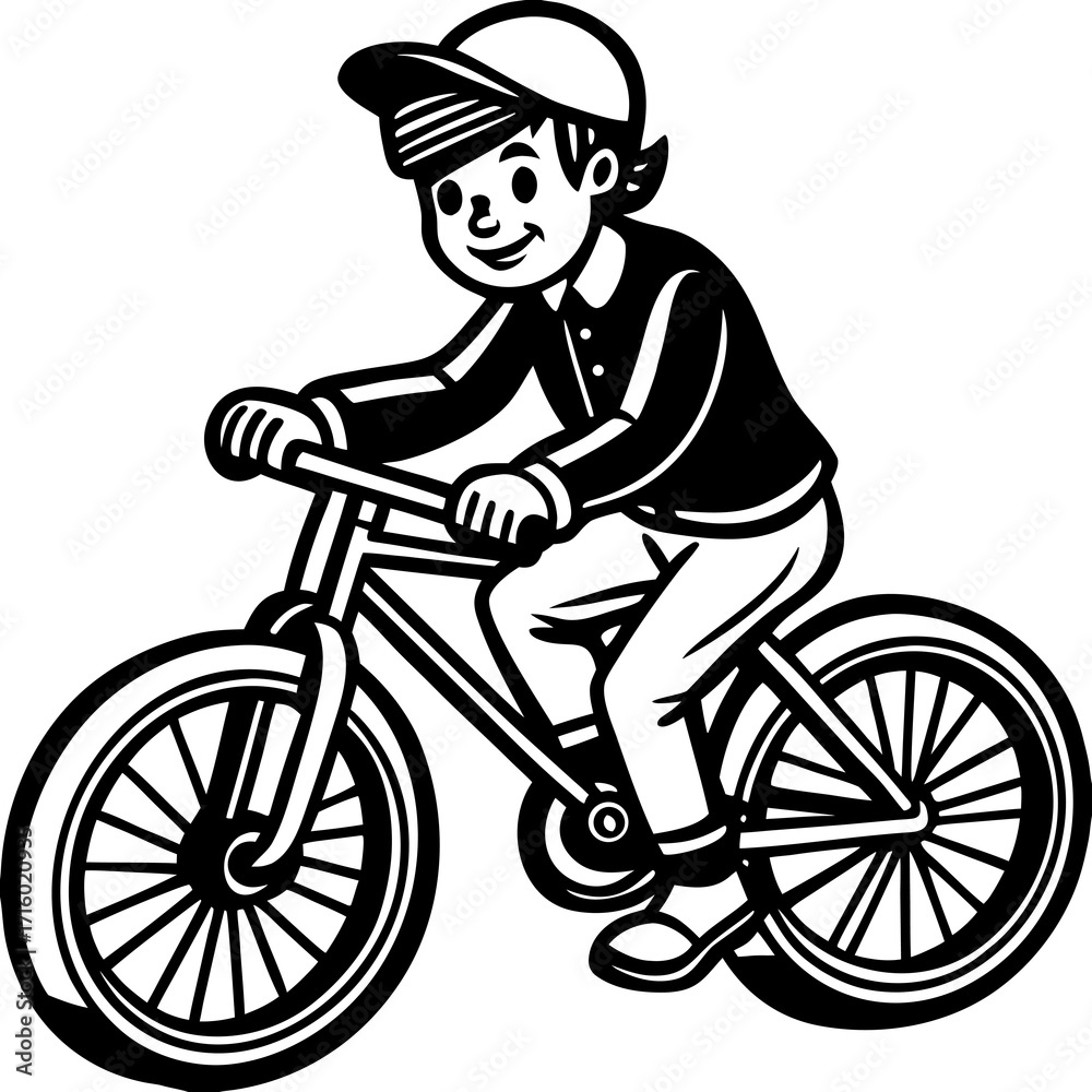 Naklejka premium boy on bicycle