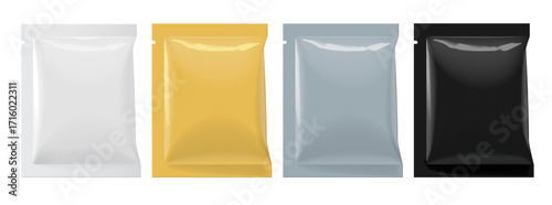 Set of Blank template Realistic White, black and gold color Packaging Foil for cosmetics. Vector illustration.