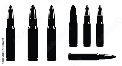A collection of various types of black rifle ammunition rounds displayed