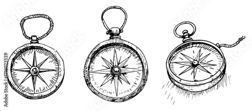 Vintage Compass Illustrations for Travel and Adventure