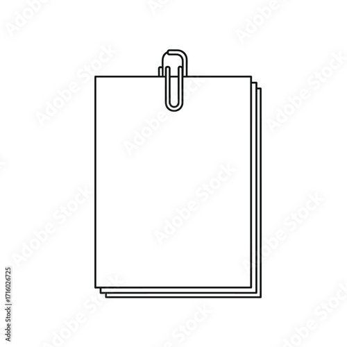 A stack of blank paper pages held together by a single metallic clip.