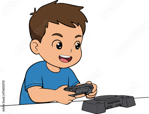 illustration of a child with a playstation stick