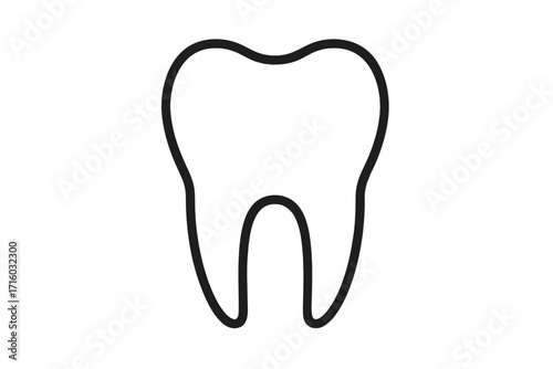 Healthy tooth outline vector illustration. Dental care and oral hygiene concept. Simple molar line icon for dentist, clinic, web design, apps. Dentistry logotype symbol.