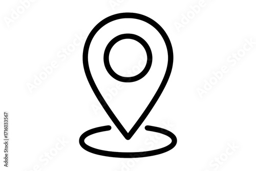 Map pin icon. Location marker symbol. GPS navigation pointer. Destination point pictogram for web, app, and graphic design. Simple linear outline vector illustration. Position sign.