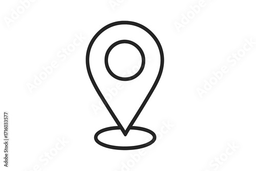 Map pin line icon. Location marker symbol. GPS navigation pointer. Destination point pictogram for web, app, graphic design. Simple linear outline place sign. Minimalist vector.