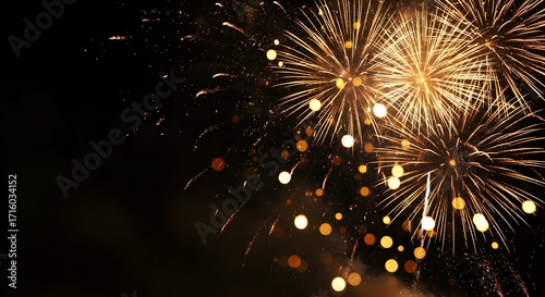 Golden Champagne Toast with Fireworks and Ribbon — Festive Party Moment


