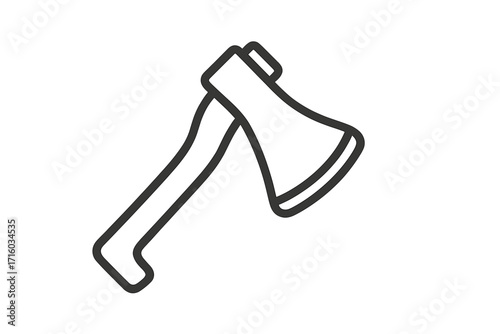 Axe outline web line icon. Minimalistic linear pictogram of a hatchet. Vector symbol for woodcutting, lumberjack, and camping concepts for graphic design, apps, and web.