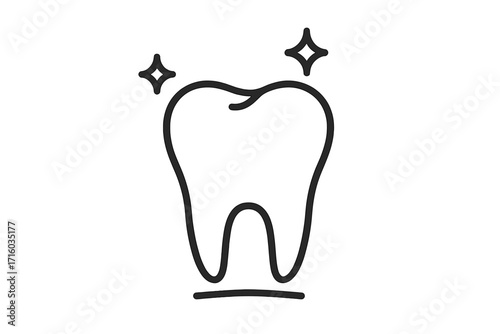 Healthy tooth icon. Clean shining tooth simple line symbol for dental clinic logo. Dentist stomatology or oral hygiene care vector sign. Dentistry minimal illustration.