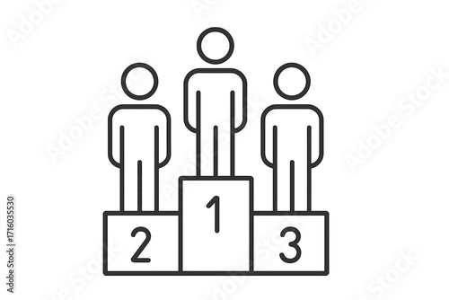 Winners podium vector icon showing first, second, and third place. Business competition, success, achievement, and victory concept. Leadership, ranking, and champion award symbol.