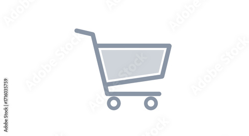 Simple illustration of a shopping cart, representing commerce and consumerism, isolated on white.