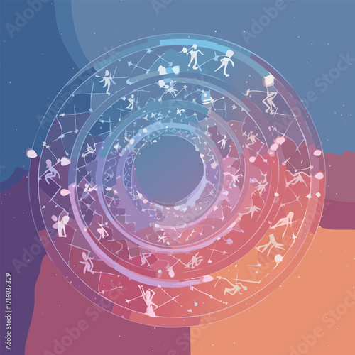 Celestial Dance A Whimsical Cosmic Ballet of Zodiac Signs