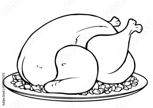 Whole roasted turkey served on a platter for thanksgiving day  