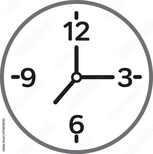 Analog clock showing the time at 7 15 am or pm on a white background perfect for time management concepts and schedule planning visuals perfectly