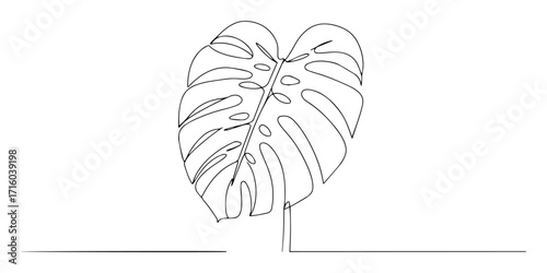 monstera deliciosa leaf one continuous line art