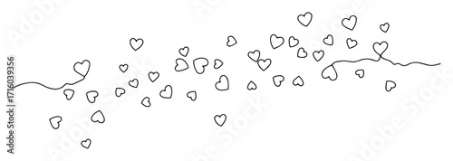 flying hearts confetti line art