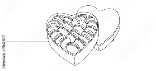 heart shaped chocolate box outline vector