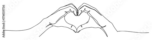 hands forming heart shape line art