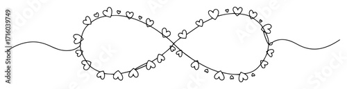 one continuous line drawing of an infinity love symbol made of hearts eternal concept
